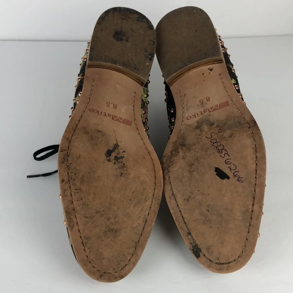 Matiko Floral Stud Lace Up Ankle Boots 8.5